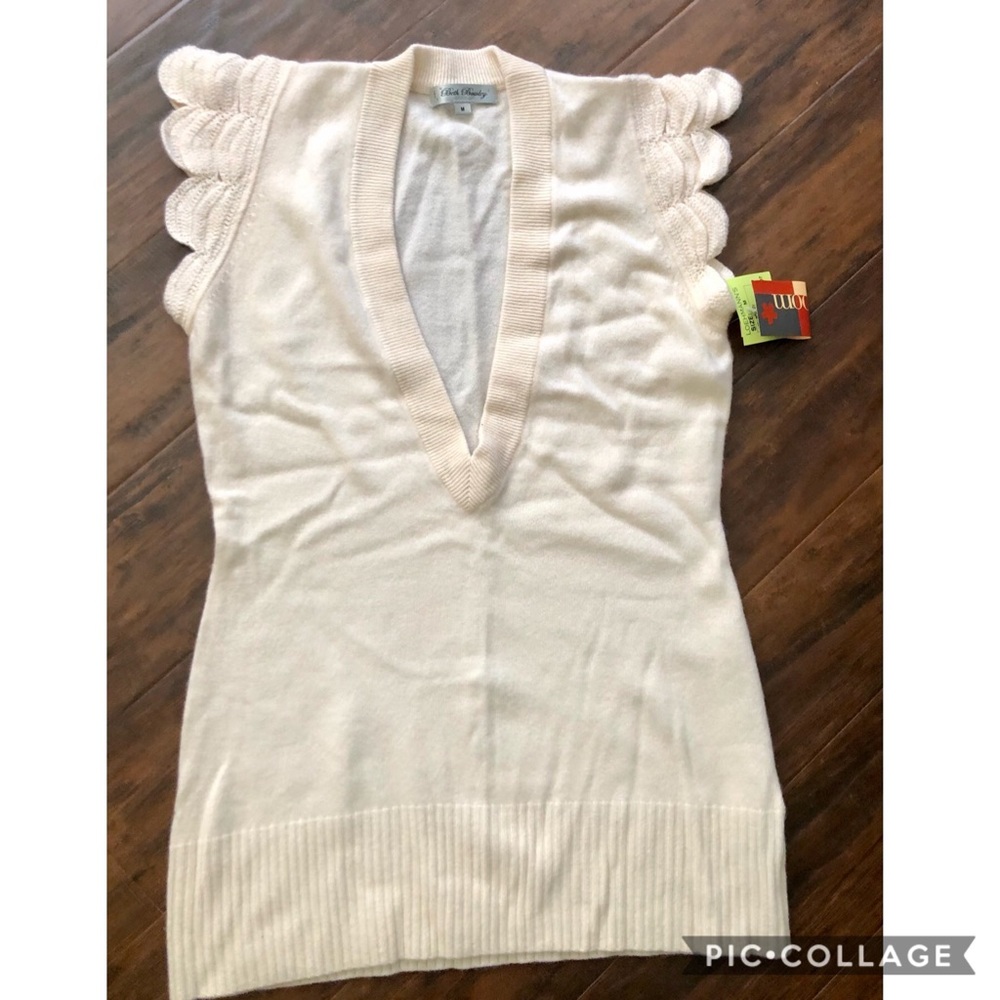 Cream Deep V Sweater